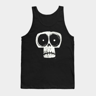 Staring Skull- White Tank Top